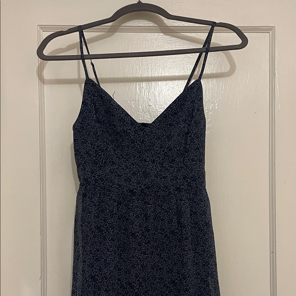 Elegant Navy Blue Floral Dress